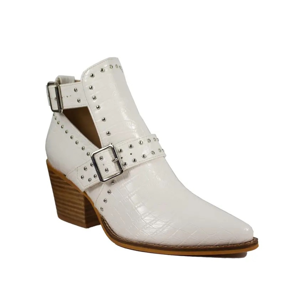 White Studded Ankle Boots
